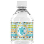 Abstract Teal Stripes Water Bottle Labels - Custom Sized (Personalized)
