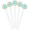 Abstract Teal Stripes White Plastic 5.5" Stir Stick - Fan View