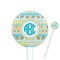 Abstract Teal Stripes White Plastic 5.5" Stir Stick - Round - Closeup