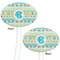 Abstract Teal Stripes White Plastic 7" Stir Stick - Double Sided - Oval - Front & Back