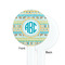 Abstract Teal Stripes White Plastic 7" Stir Stick - Single Sided - Round - Front & Back