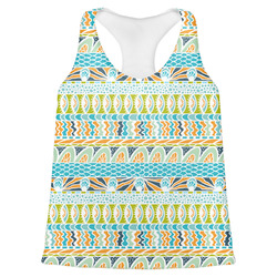 Abstract Teal Stripes Womens Racerback Tank Top