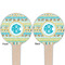 Abstract Teal Stripes Wooden 4" Food Pick - Round - Double Sided - Front & Back