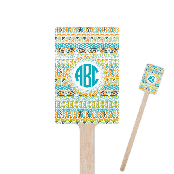 Custom Abstract Teal Stripes 6.25" Rectangle Wooden Stir Sticks - Single Sided (Personalized)