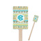 Abstract Teal Stripes Wooden 6.25" Stir Stick - Rectangular - Closeup