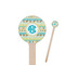 Abstract Teal Stripes Wooden 6" Stir Stick - Round - Closeup