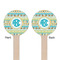 Abstract Teal Stripes Wooden 6" Stir Stick - Round - Double Sided - Front & Back