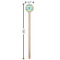 Abstract Teal Stripes Wooden 7.5" Stir Stick - Round - Dimensions