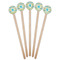 Abstract Teal Stripes Wooden 7.5" Stir Stick - Round - Fan View