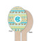 Abstract Teal Stripes Wooden Food Pick - Oval - Single Sided - Front & Back