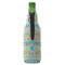 Abstract Teal Stripes Zipper Bottle Cooler - BACK (bottle)