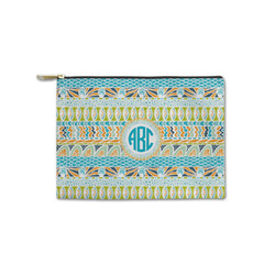 Abstract Teal Stripes Zipper Pouch - Small - 8.5"x6" (Personalized)