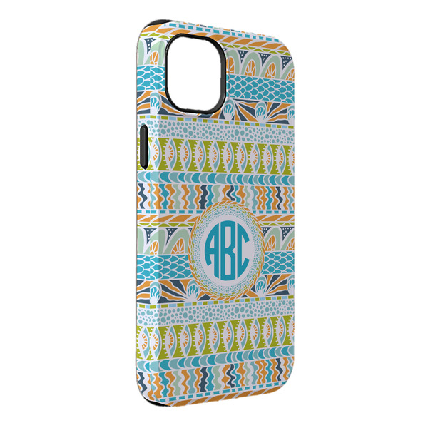 Custom Abstract Teal Stripes iPhone Case - Rubber Lined - iPhone 14 Plus (Personalized)