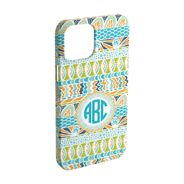 Custom Abstract Teal Stripes iPhone Case - Plastic - iPhone 15 (Personalized)