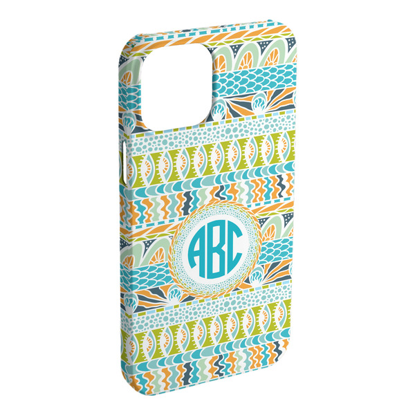 Custom Abstract Teal Stripes iPhone Case - Plastic - iPhone 15 Plus (Personalized)