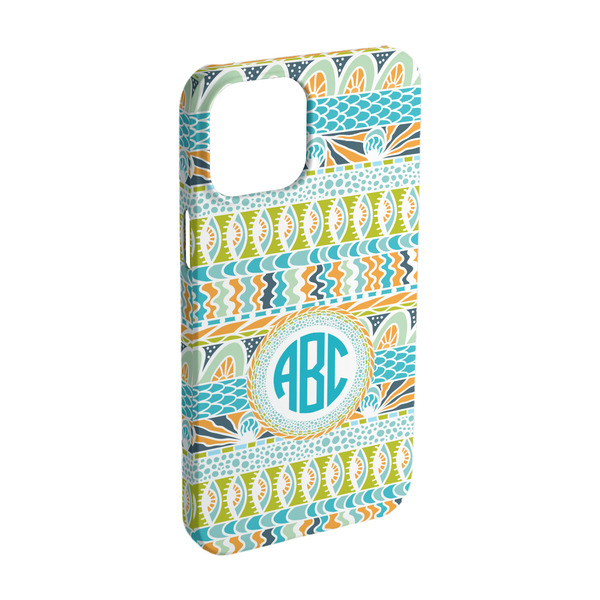 Custom Abstract Teal Stripes iPhone Case - Plastic - iPhone 15 Pro (Personalized)