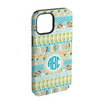 Abstract Teal Stripes iPhone Case - Rubber Lined - iPhone 15 Pro (Personalized)