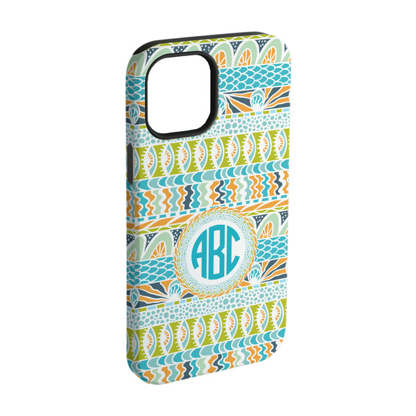 Custom Abstract Teal Stripes iPhone Case - Rubber Lined - iPhone 15 Pro (Personalized)