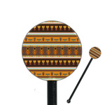 African Masks 5.5" Round Plastic Stir Sticks - Black - Single Sided