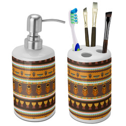 African Masks Ceramic Bathroom Accessories Set