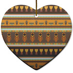 African Masks Heart Ceramic Ornament