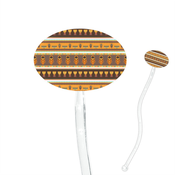 Custom African Masks 7" Oval Plastic Stir Sticks - Clear