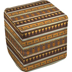 African Masks Cube Pouf Ottoman - 18"