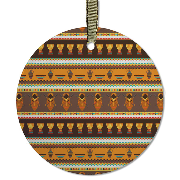 Custom African Masks Flat Glass Ornament - Round