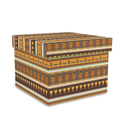 African Masks Gift Box with Lid - Canvas Wrapped - Medium