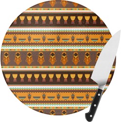 African Masks Round Glass Cutting Board - Medium