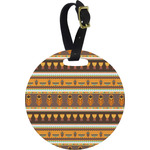 African Masks Plastic Luggage Tag - Round