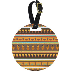 African Masks Plastic Luggage Tag - Round