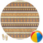 African Masks Round Beach Towel