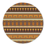 African Masks Round Linen Placemat - Single Sided