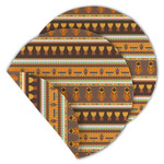 African Masks Round Linen Placemat - Double Sided