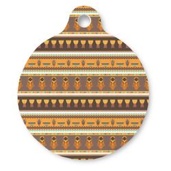 African Masks Round Pet ID Tag - Large