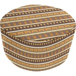 African Masks Round Pouf Ottoman