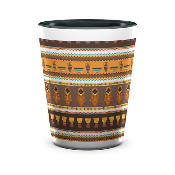 Custom African Masks Ceramic Shot Glass - 1.5 oz - Two Tone - Single