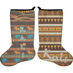 African Masks Holiday Stocking - Double-Sided - Neoprene
