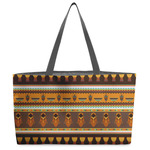 African Masks Beach Totes Bag - w/ Black Handles