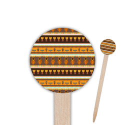 African Masks 6" Round Wooden Food Picks - Double Sided