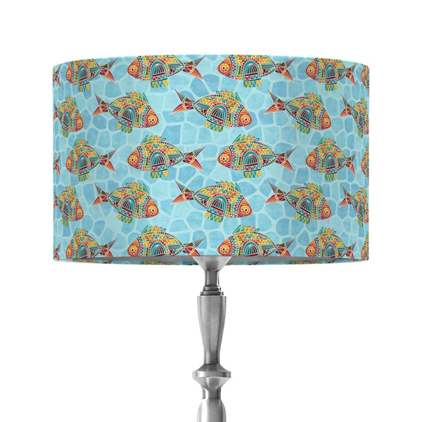 Custom Mosaic Fish 12" Drum Lamp Shade - Fabric