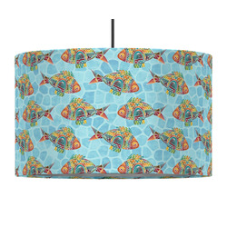Mosaic Fish 12" Drum Pendant Lamp - Fabric