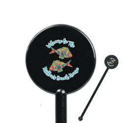 Mosaic Fish 5.5" Round Plastic Stir Sticks - Black - Single Sided