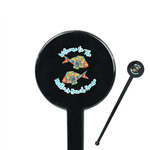 Mosaic Fish 7" Round Plastic Stir Sticks - Black - Single Sided