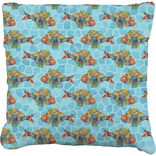 Custom Mosaic Fish Faux-Linen Throw Pillow 20"