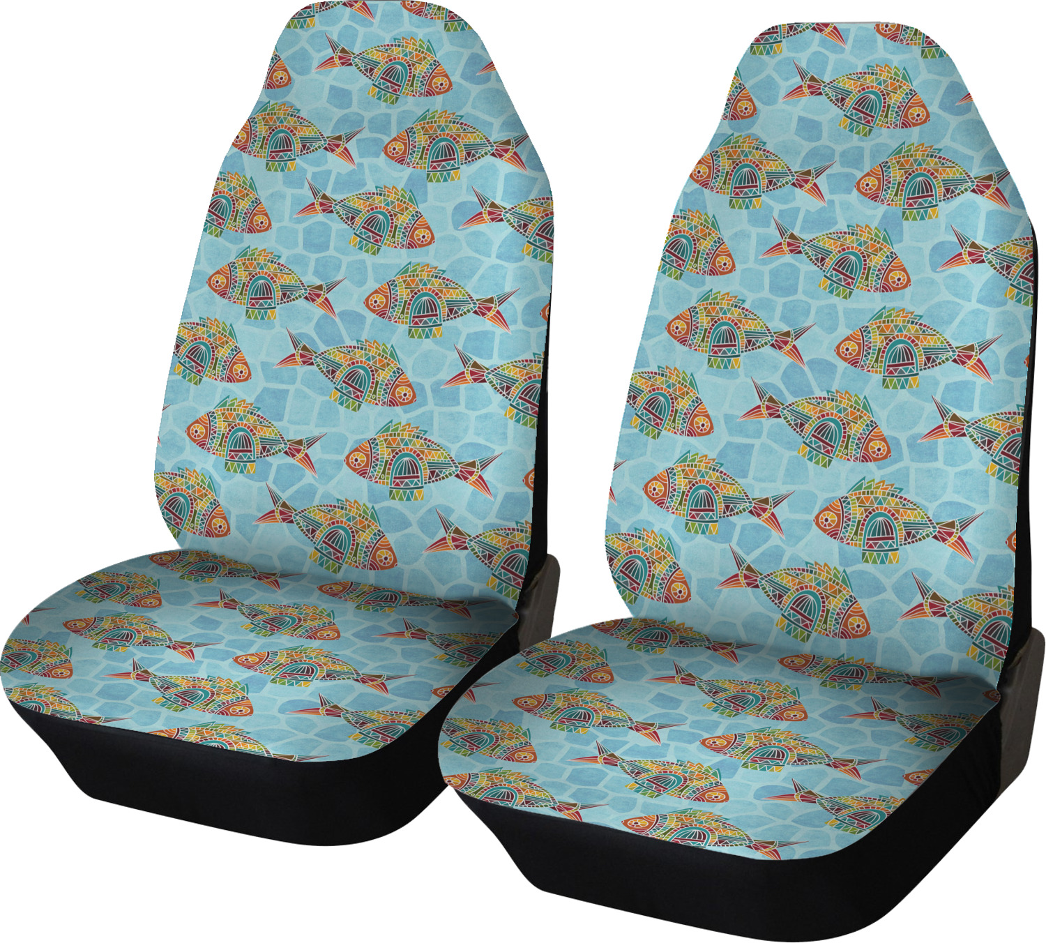 Mosaic Fish Car Seat Covers (Set of Two) - YouCustomizeIt