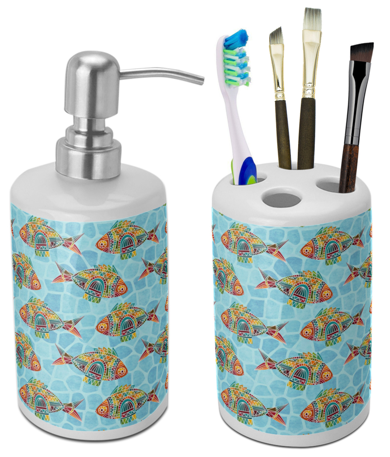 Mosaic Fish Bathroom Accessories Set Ceramic Youcustomizeit