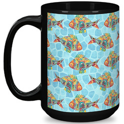Mosaic Fish 15 Oz Coffee Mug - Black