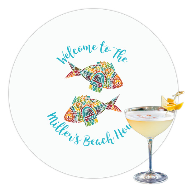 Custom Mosaic Fish Printed Drink Topper - 3.5"